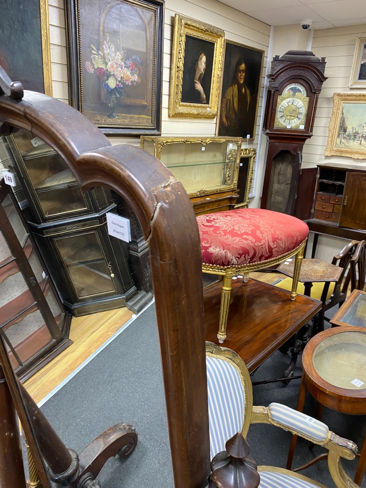 A Victorian mahogany cheval mirror, width 94cm, height 177cm